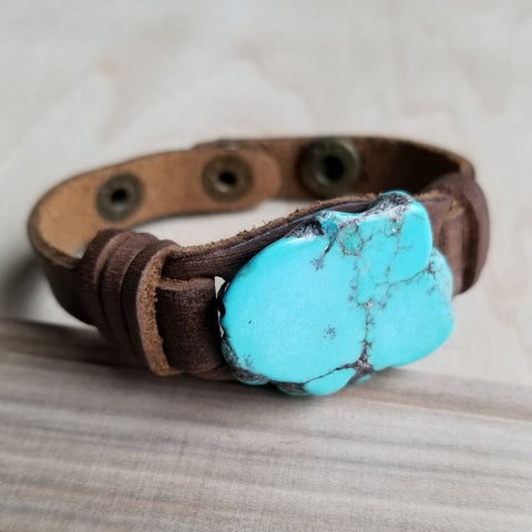 BLUE TURQUOISE SLAB ON A NARROW CUFF