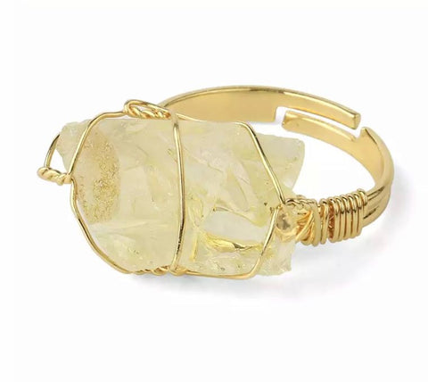 CITRINE ROUGH GEMSTONE ADJUSTABLE RING "MANIFESTATION"