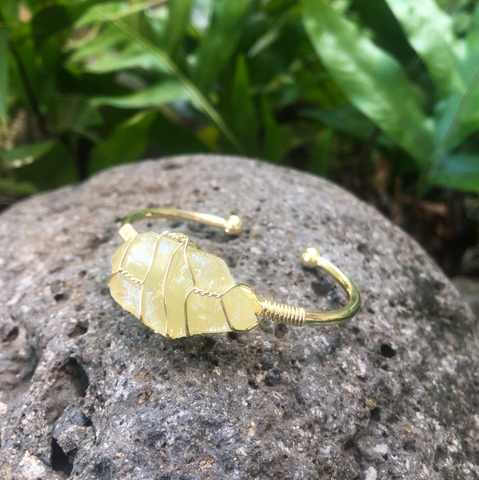 CITRINE ROUGH GEMSTONE BANGLE CUFF BRACELET  ~ "MANIFESTATION"