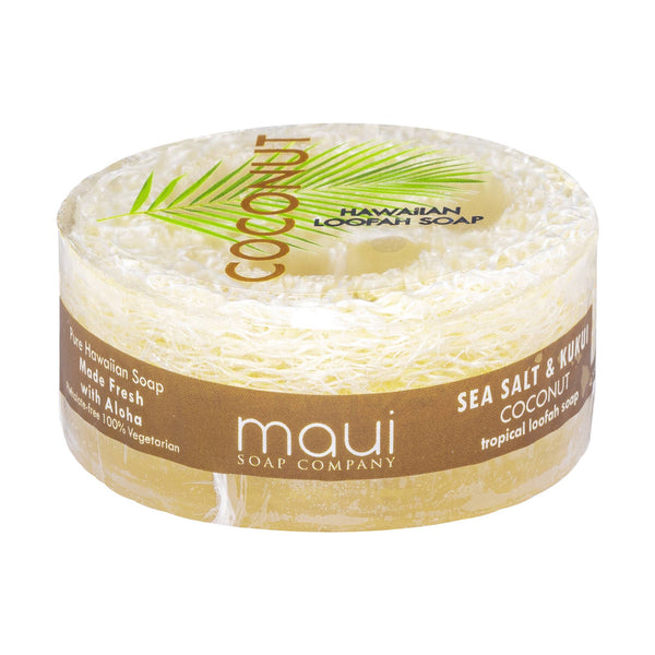 COCONUT SEA SALT & KUKUI EXFOLIATING LOOFAH SOAP  4.75oz