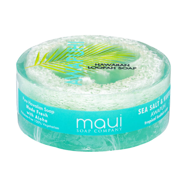 AWAPUHI SEA SALT & KUKUI EXFOLIATING LOOFAH SOAP - 4.75 oz