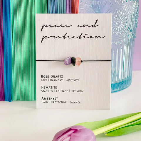 PEACE AND PROTECTION - CRYSTAL ADJUSTABLE BRACELET