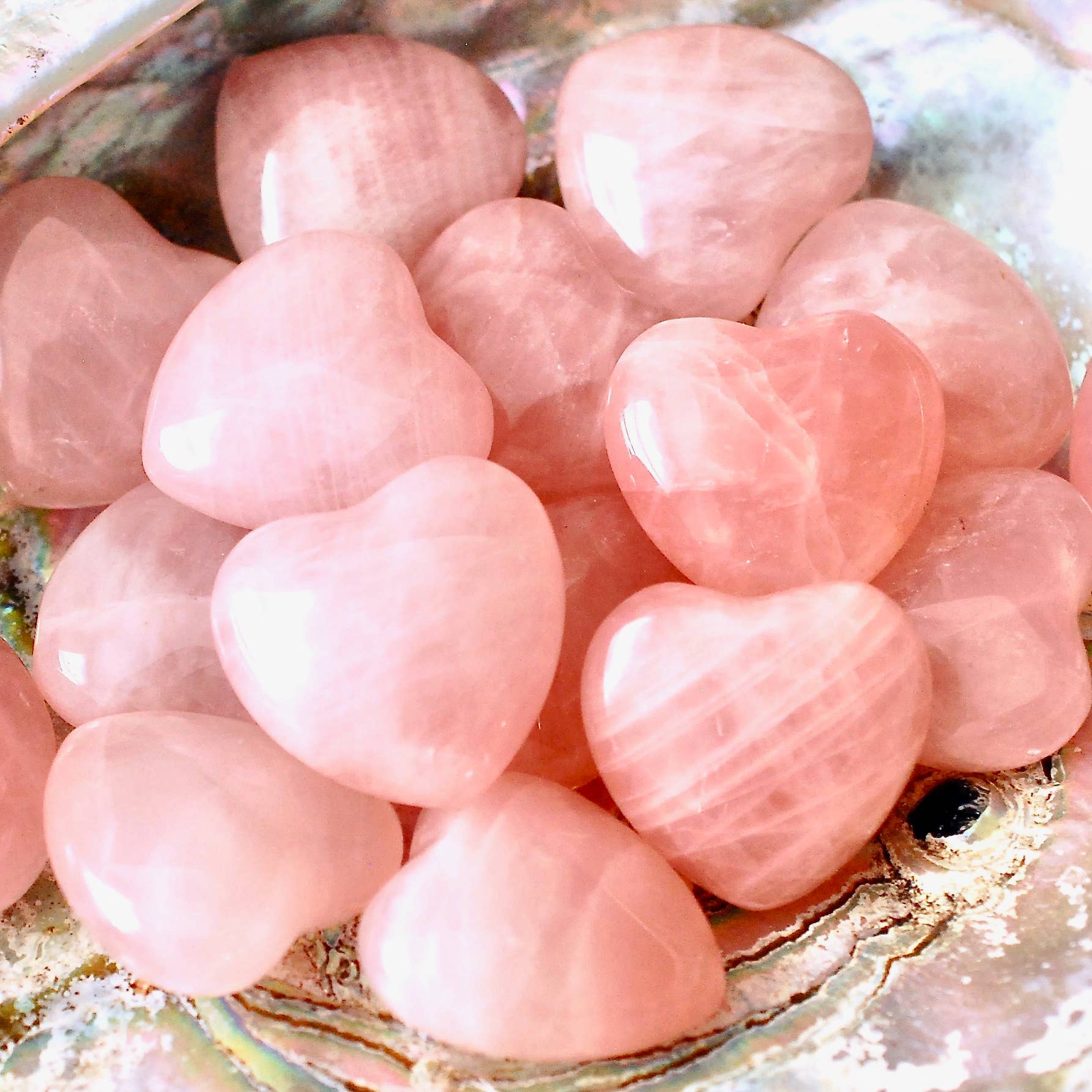 ROSE QUARTZ HEART CRYSTALS - 1"