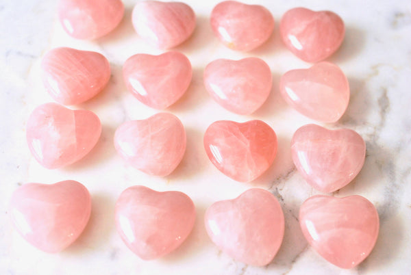 ROSE QUARTZ HEART CRYSTALS - 1"